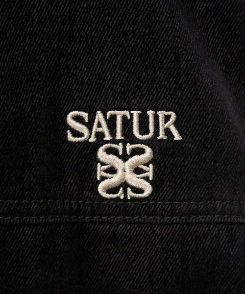 Velvet Denim Padded Hood Zip-up Black