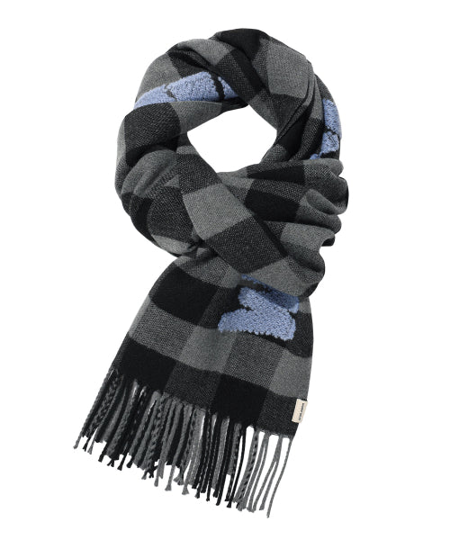 Checked Woven muffler black