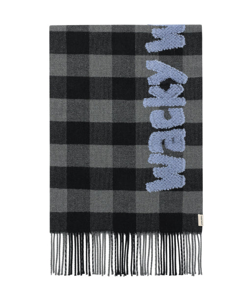 Checked Woven muffler black