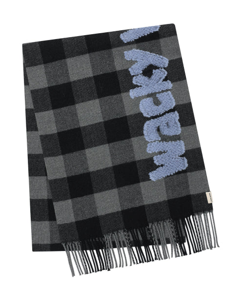 Checked Woven muffler black