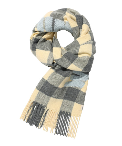 Checked Woven muffler yellow