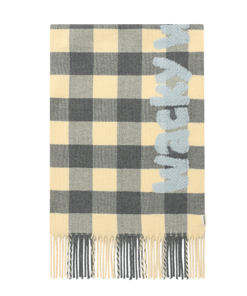 Checked Woven muffler yellow