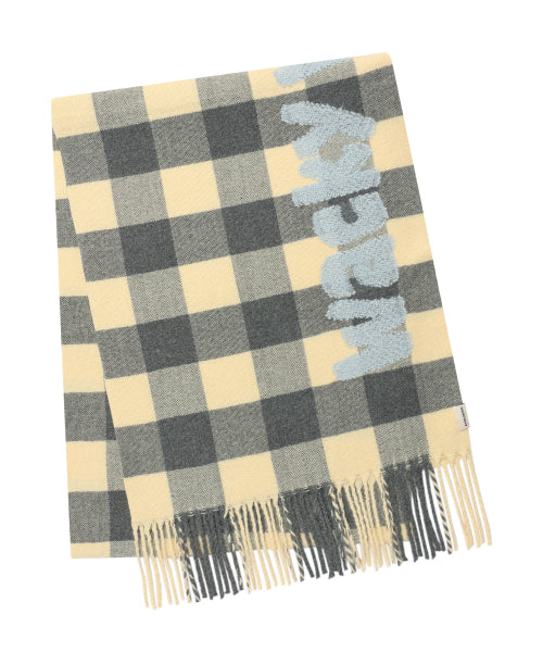 Checked Woven muffler yellow