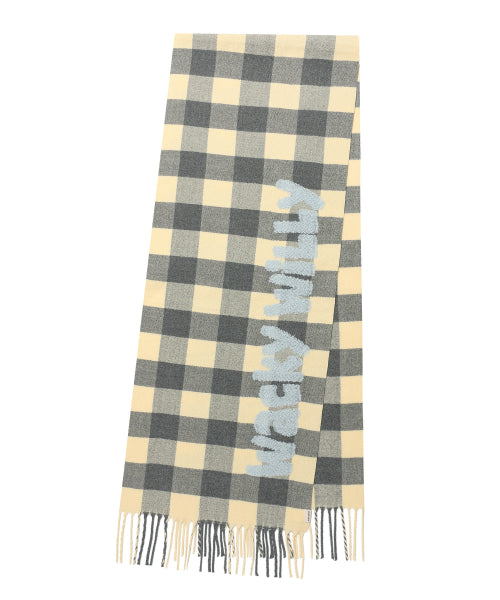 Checked Woven muffler yellow