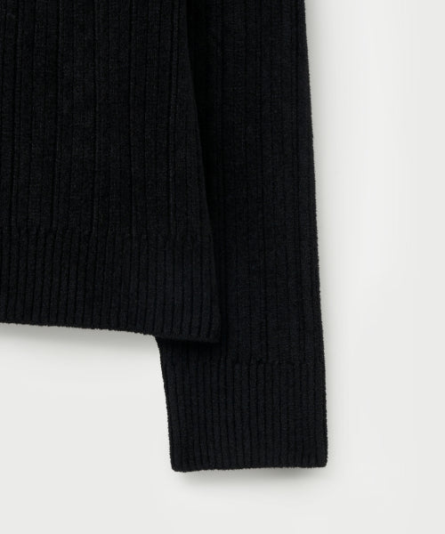 Fleece Crew Neck Cardigan Black