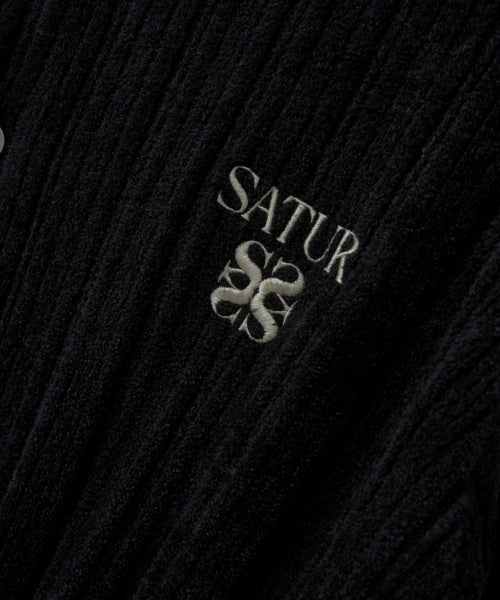 Fleece Crew Neck Cardigan Black