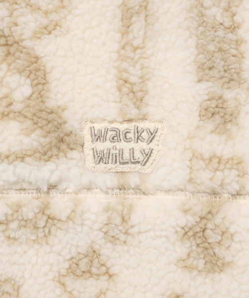 fleece pattern hooded jumper cream