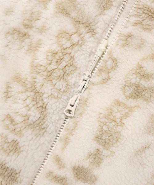 fleece pattern hooded jumper cream