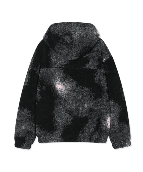 fleece-patterned hooded jumper black