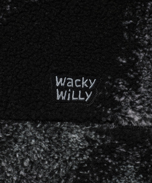 fleece-patterned hooded jumper black