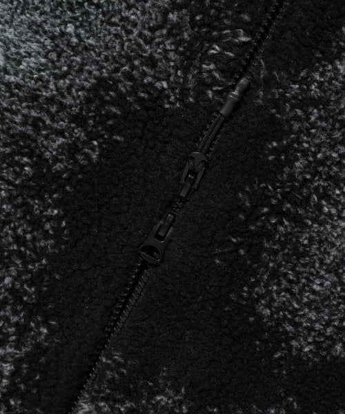 fleece-patterned hooded jumper black