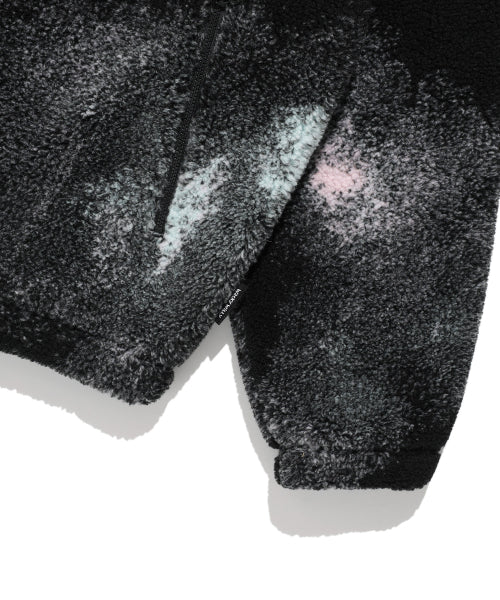 fleece-patterned hooded jumper black