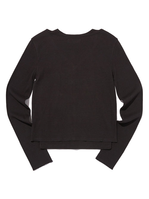 RIBBED SLEEVELESS CARDIGAN SET(BLACK)