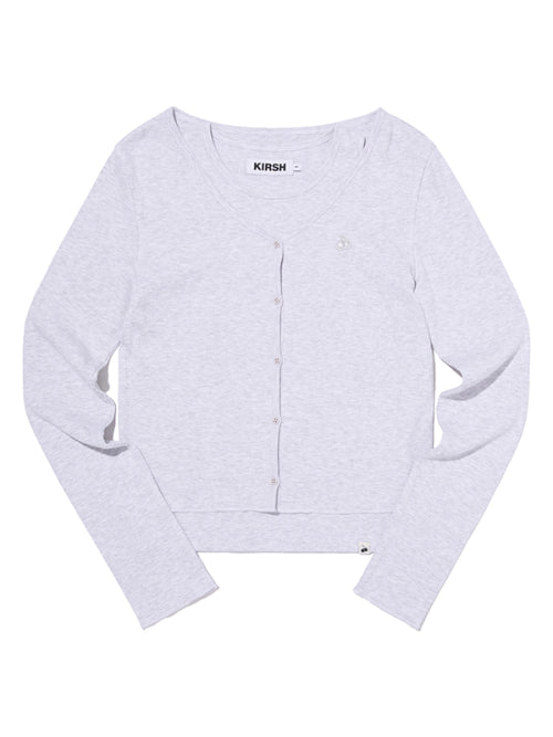 RIBBED SLEEVELESS CARDIGAN SET(MELANGE GRAY)