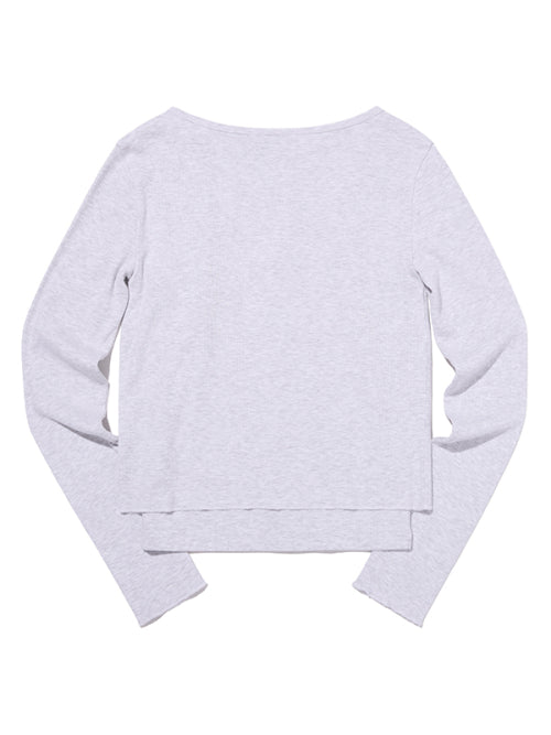 RIBBED SLEEVELESS CARDIGAN SET(MELANGE GRAY)