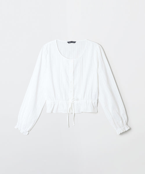 Round Neck Pintuck Blouse_SPBWF49W10