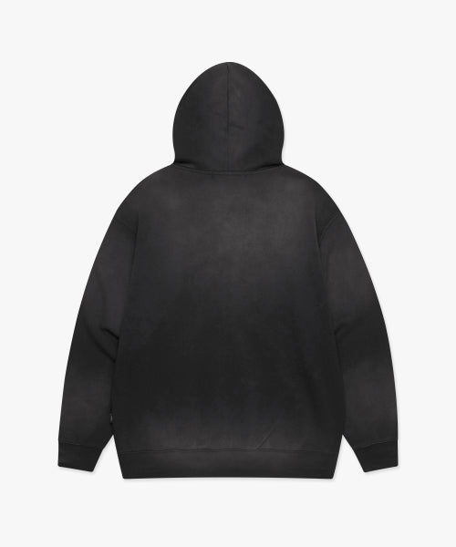 GOTHIC WASHED ZIP-UP HOODIE black