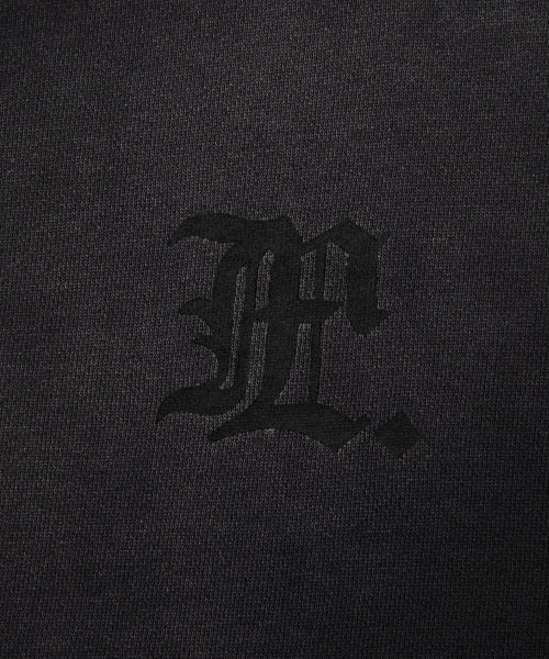 GOTHIC WASHED ZIP-UP HOODIE black