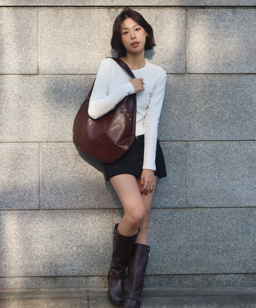 Coffee Bag Leather Red Brown