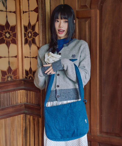 Stitch Point Denim Padded Cross Bag BLUE