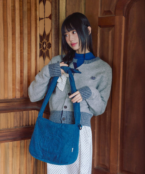 Stitch Point Denim Padded Cross Bag BLUE