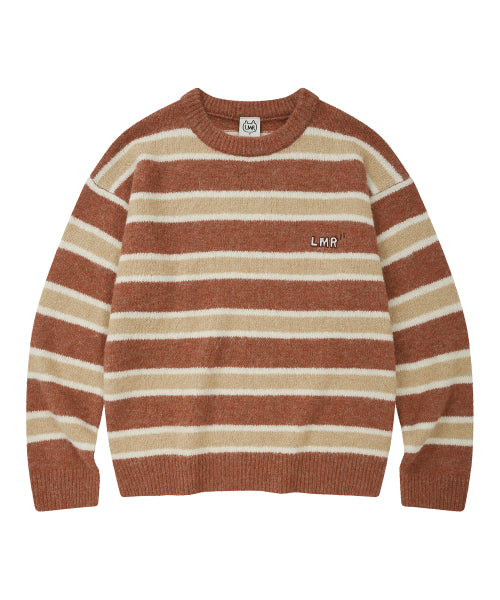 Hairy Stripe Pullover Knit RED