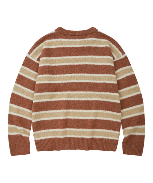 Hairy Stripe Pullover Knit RED