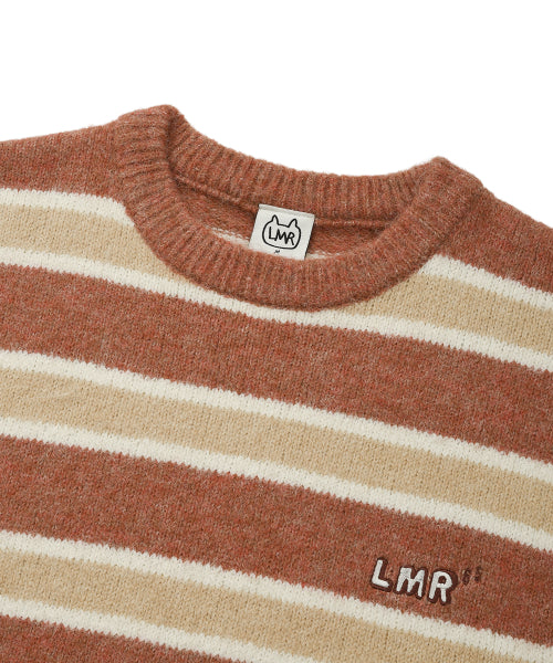Hairy Stripe Pullover Knit RED