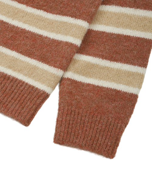 Hairy Stripe Pullover Knit RED