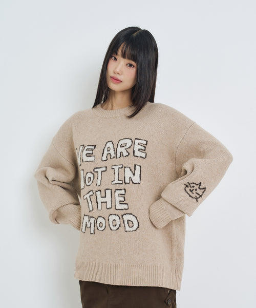 Lettering Jacquard Pullover Knitwear BEIGE