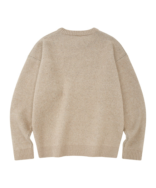 Lettering Jacquard Pullover Knitwear BEIGE