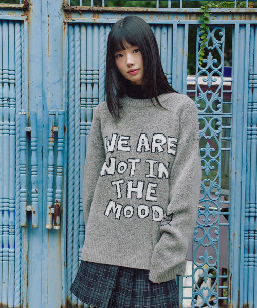 Lettering Jacquard Pullover Knitwear GREY