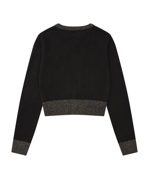 Color Scheme Point Round Cardigan BLACK