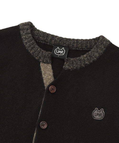 Color Scheme Point Round Cardigan BLACK