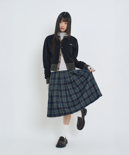 Color Scheme Point Round Cardigan BLACK