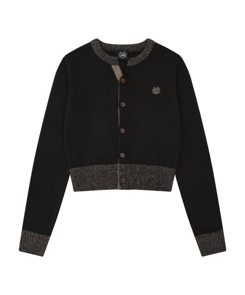 Color Scheme Point Round Cardigan BLACK