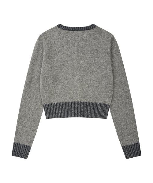 Coloring point round cardigan LIGHT GREY