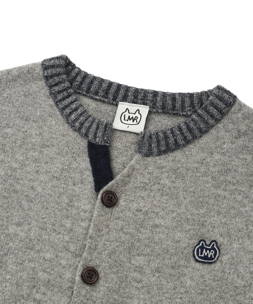 Coloring point round cardigan LIGHT GREY
