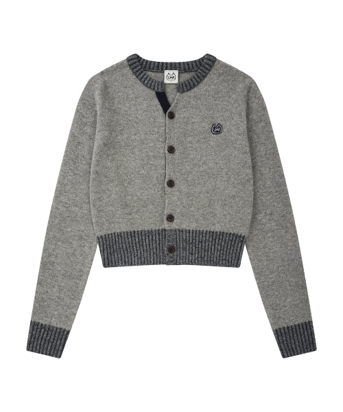 Coloring point round cardigan LIGHT GREY