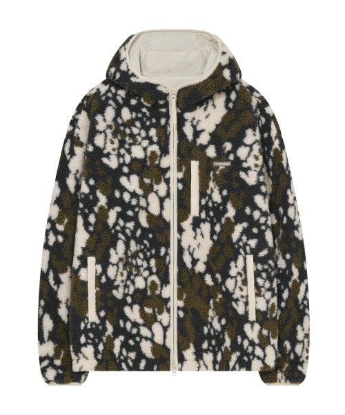 CAMO PATTERN SHERPA HOODED JACKET