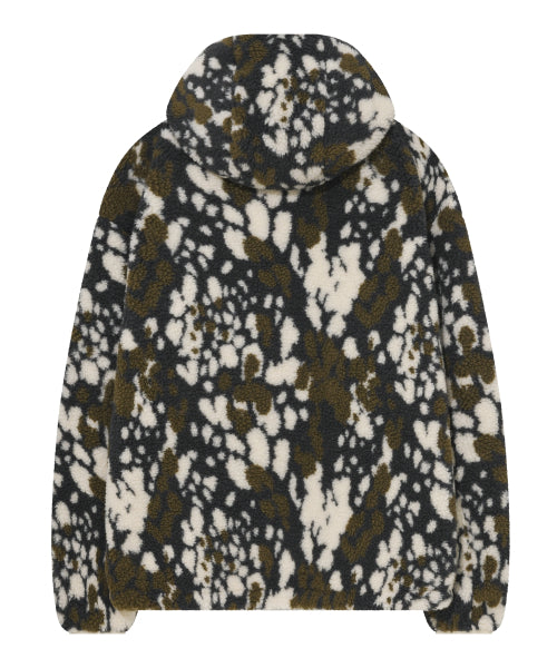 CAMO PATTERN SHERPA HOODED JACKET