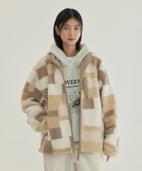 MOSAIC PATTERN SHERPA JACKET