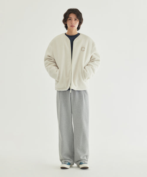 COLLARLESS SHERPA JACKET