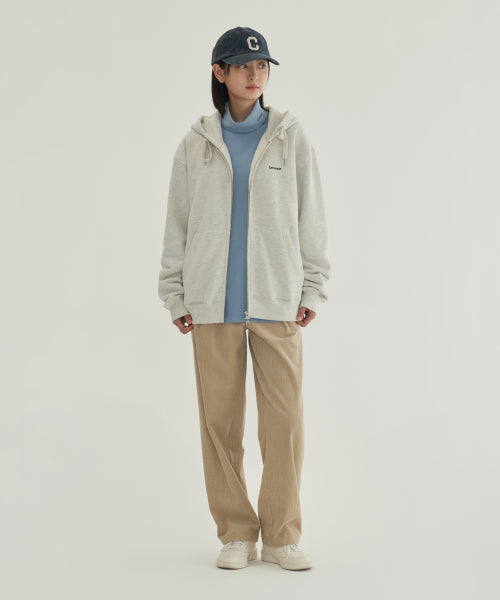 SMALL LOGO BRUSHED HOODIE ZIP-UP