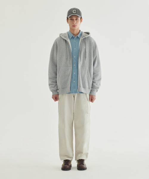 SMALL LOGO BRUSHED HOODIE ZIP-UP