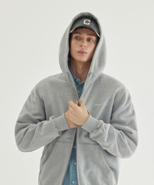 SMALL LOGO BRUSHED HOODIE ZIP-UP