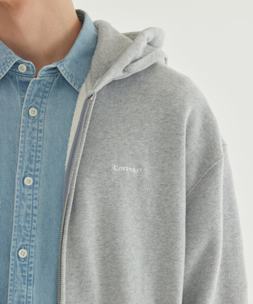 SMALL LOGO BRUSHED HOODIE ZIP-UP