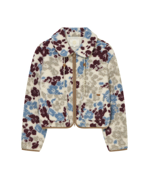 WOMAN PATTERN SHERPA ZIP-UP JACKET