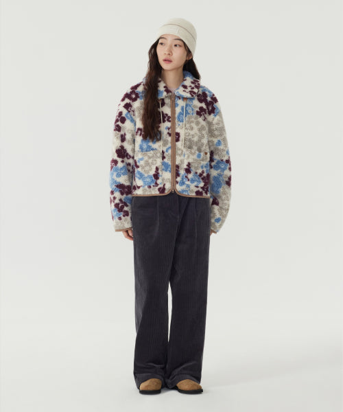 WOMAN PATTERN SHERPA ZIP-UP JACKET