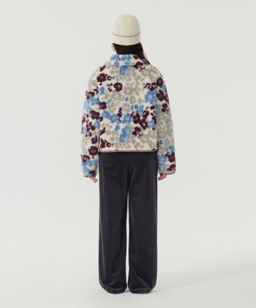 WOMAN PATTERN SHERPA ZIP-UP JACKET